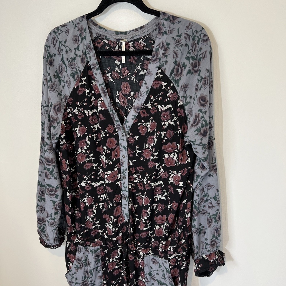 Free People Sheila Jumpsuit Floral Patchwork Bohemian Romper Lightweight Medium - Picture 4 of 15